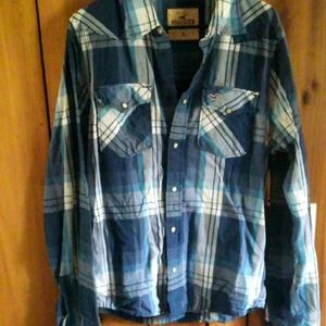 Hollister men's long sleeve plaid button up xl